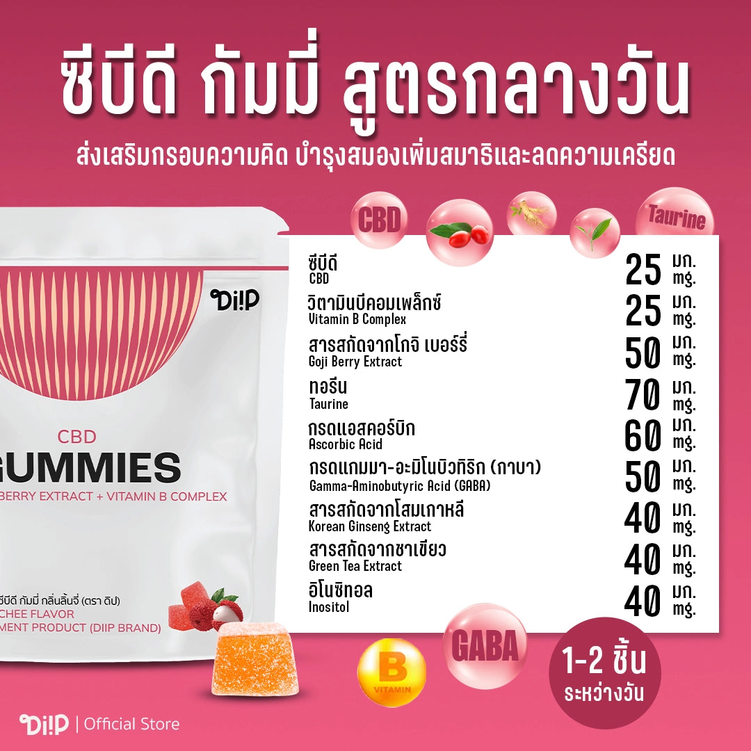 DiiP CBD Gummies for Energetic Mornings - Lychee Flavor (5 pcs)